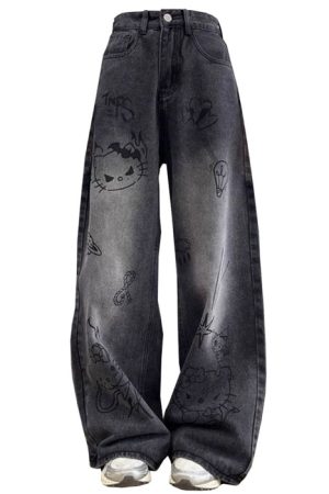 Casual Day Outfits, Easy Trendy Outfits Grunge Aesthetic Cat Jeans