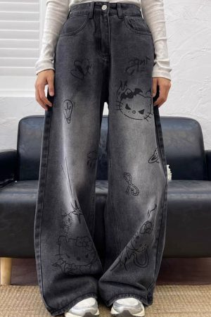 Casual Day Outfits, Easy Trendy Outfits Grunge Aesthetic Cat Jeans