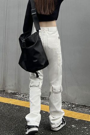 Casual Day Outfits, Easy Trendy Outfits Grunge Aesthetic Chain Jeans