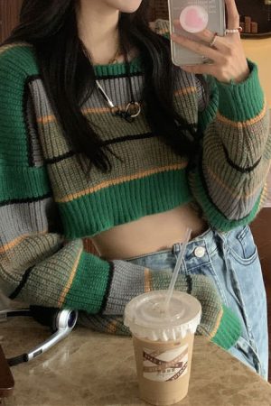 Casual Day Outfits, Easy Trendy Outfits Grunge Aesthetic Crop Sweater