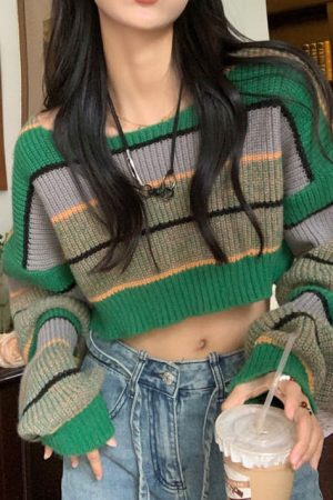 Casual Day Outfits, Easy Trendy Outfits Grunge Aesthetic Crop Sweater