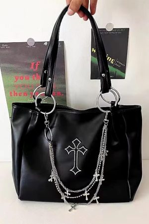 Casual Day Outfits, Easy Trendy Outfits Grunge Aesthetic Cross Tote Bag
