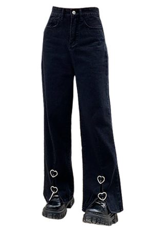 Casual Day Outfits, Easy Trendy Outfits Grunge Aesthetic Flare Slit Jeans