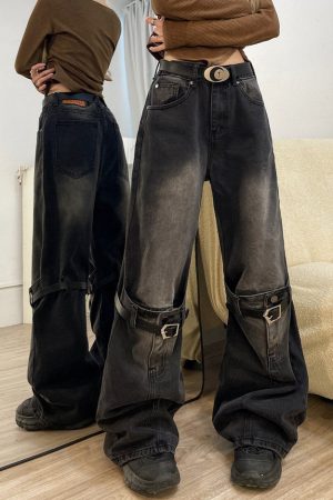 Casual Day Outfits, Easy Trendy Outfits Grunge Aesthetic Knee Buckle Jeans