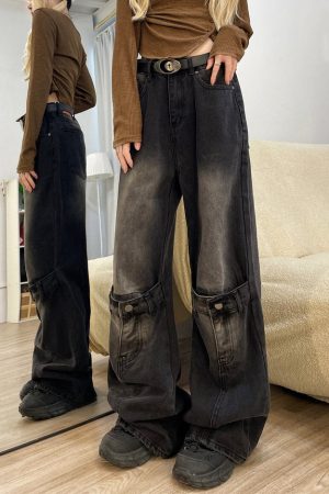 Casual Day Outfits, Easy Trendy Outfits Grunge Aesthetic Knee Buckle Jeans