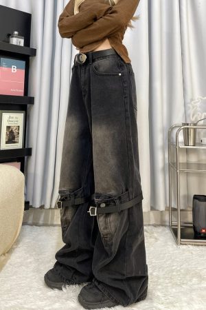 Casual Day Outfits, Easy Trendy Outfits Grunge Aesthetic Knee Buckle Jeans