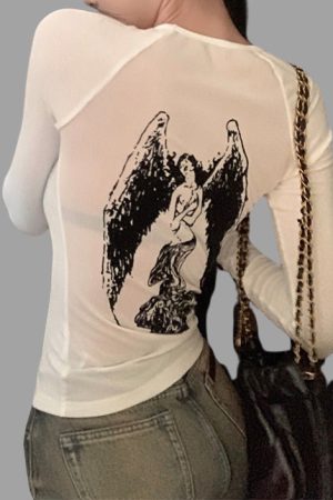 Casual Day Outfits, Easy Trendy Outfits Grunge Angel Back Top