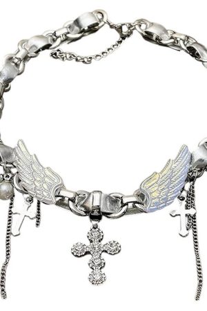 Casual Day Outfits, Easy Trendy Outfits Grunge Angel Wings Necklace