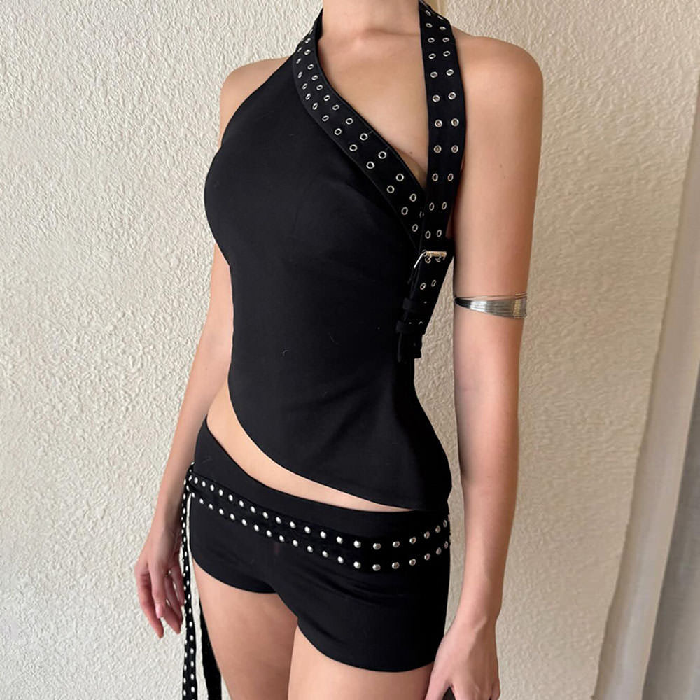 Casual Day Outfits, Easy Trendy Outfits Grunge Asymmetric Top & Mini Shorts Co-Ord Casual Day Outfits, Easy Trendy Outfits Grunge Asymmetric Top & Mini Shorts Co-Ord