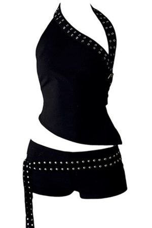 Casual Day Outfits, Easy Trendy Outfits Grunge Asymmetric Top & Mini Shorts Co-Ord