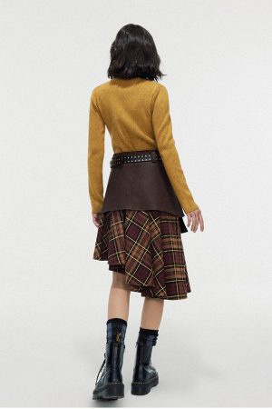 Casual Day Outfits, Easy Trendy Outfits Grunge Asymmetrical Plaid Skirt