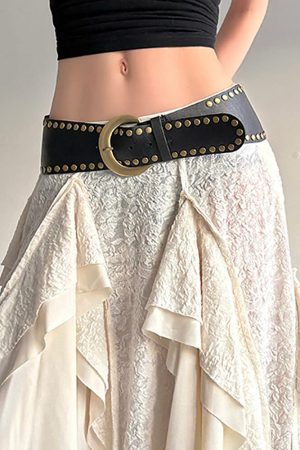 Casual Day Outfits, Easy Trendy Outfits Grunge Double Rivet Belt