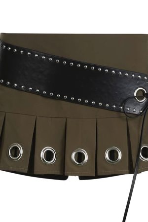 Casual Day Outfits, Easy Trendy Outfits Grunge Eyelet Pleated Micro Skirt