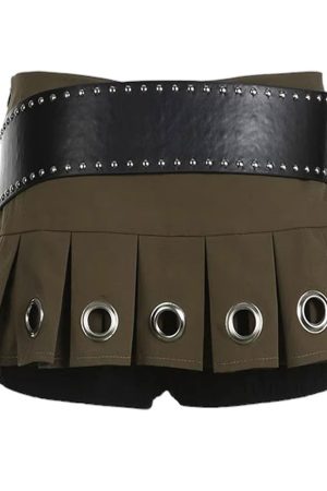 Casual Day Outfits, Easy Trendy Outfits Grunge Eyelet Pleated Micro Skirt