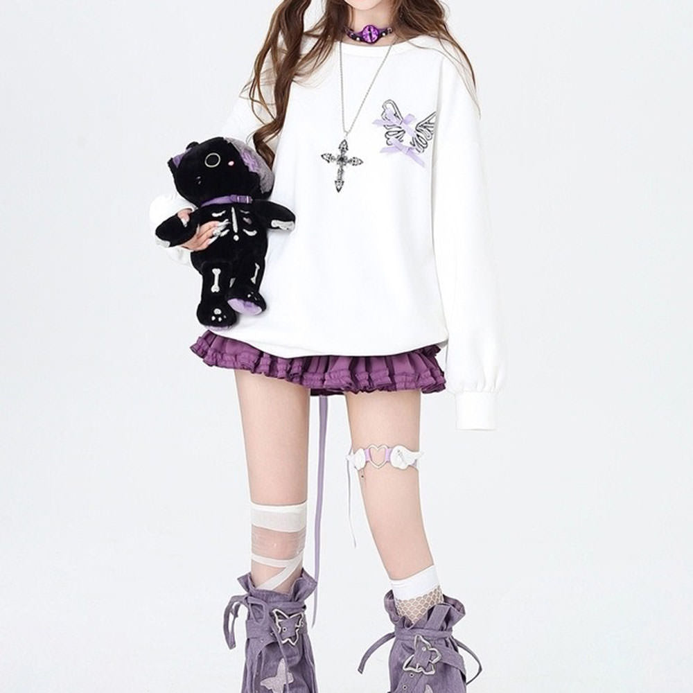 Casual Day Outfits, Easy Trendy Outfits Grunge Lace-Up Butterfly Skeleton Sweatshirt Casual Day Outfits, Easy Trendy Outfits Grunge Lace-Up Butterfly Skeleton Sweatshirt