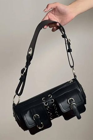 Casual Day Outfits, Easy Trendy Outfits Grunge Lace Up Underarm Bag