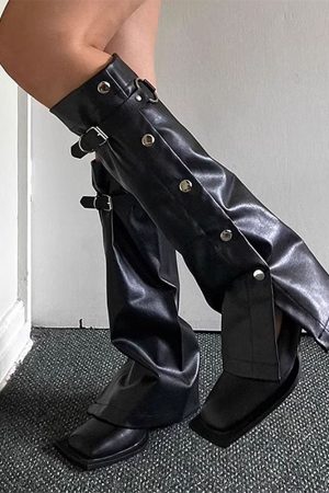 Casual Day Outfits, Easy Trendy Outfits Grunge Leather Leg Warmers