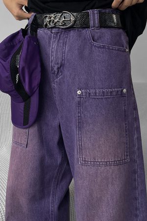Casual Day Outfits, Easy Trendy Outfits Grunge Purple Baggy Jeans
