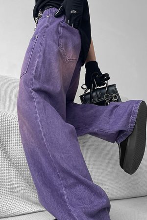 Casual Day Outfits, Easy Trendy Outfits Grunge Purple Baggy Jeans