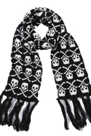 Casual Day Outfits, Easy Trendy Outfits Grunge Skull Knitted Scarf