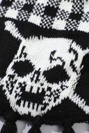 Casual Day Outfits, Easy Trendy Outfits Grunge Skull Knitted Scarf