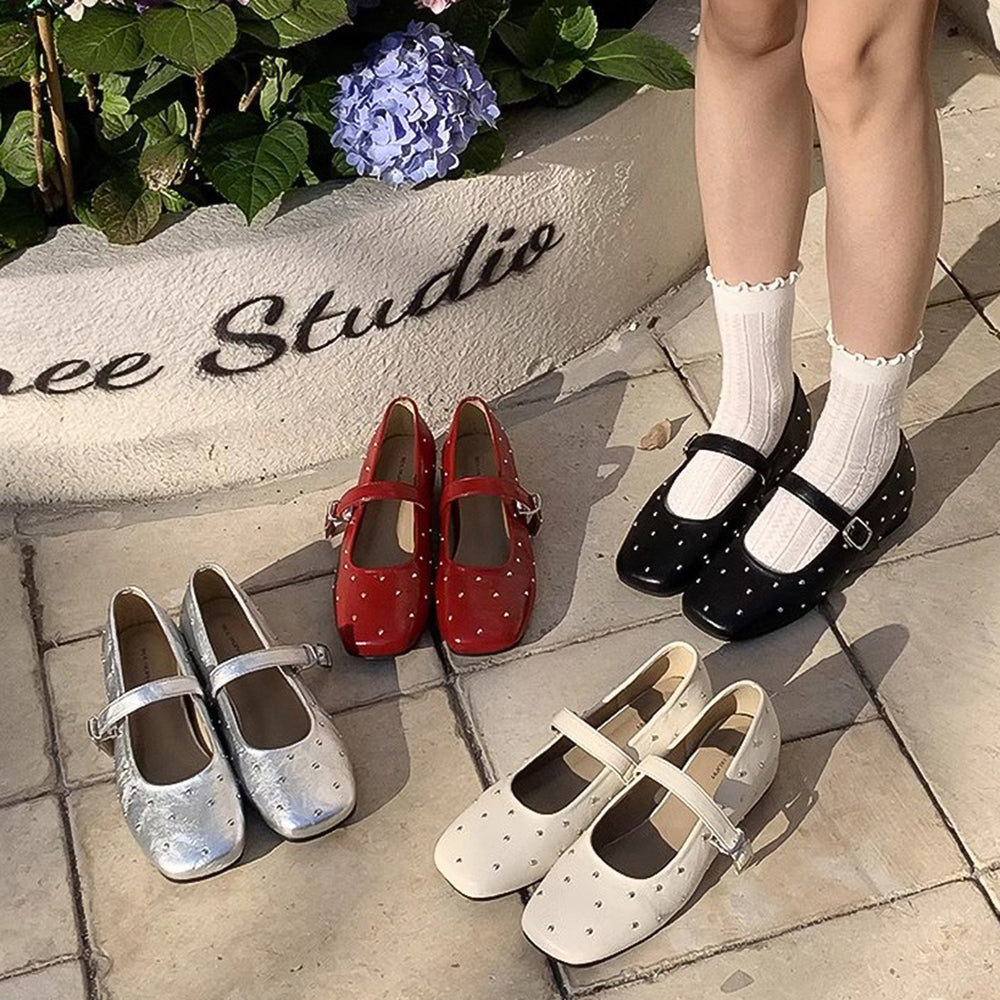 Casual Day Outfits, Easy Trendy Outfits Grunge Sleaze Studded Mary Jane Flats Casual Day Outfits, Easy Trendy Outfits Grunge Sleaze Studded Mary Jane Flats