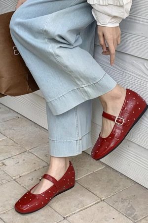 Casual Day Outfits, Easy Trendy Outfits Grunge Sleaze Studded Mary Jane Flats