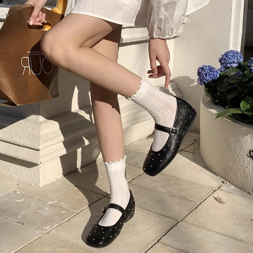 Casual Day Outfits, Easy Trendy Outfits Grunge Sleaze Studded Mary Jane Flats Casual Day Outfits, Easy Trendy Outfits Grunge Sleaze Studded Mary Jane Flats