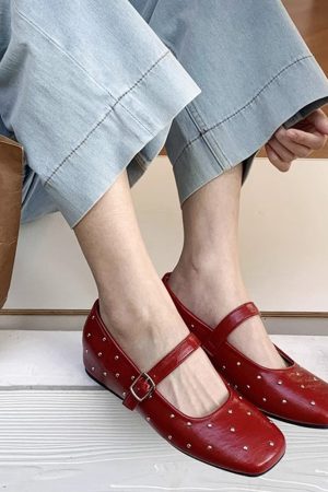 Casual Day Outfits, Easy Trendy Outfits Grunge Sleaze Studded Mary Jane Flats