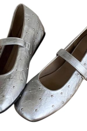 Casual Day Outfits, Easy Trendy Outfits Grunge Sleaze Studded Mary Jane Flats