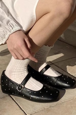 Casual Day Outfits, Easy Trendy Outfits Grunge Sleaze Studded Mary Jane Flats