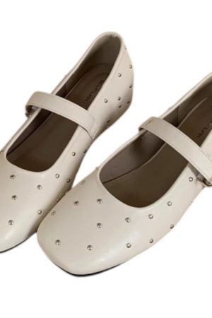 Casual Day Outfits, Easy Trendy Outfits Grunge Sleaze Studded Mary Jane Flats