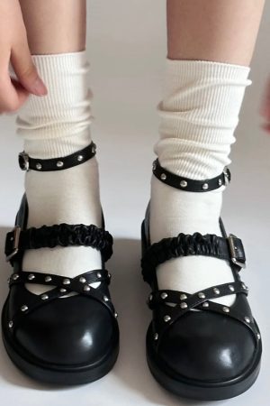 Casual Day Outfits, Easy Trendy Outfits Grunge Sleaze Studded Mary Janes
