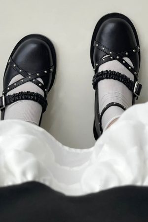 Casual Day Outfits, Easy Trendy Outfits Grunge Sleaze Studded Mary Janes