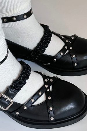 Casual Day Outfits, Easy Trendy Outfits Grunge Sleaze Studded Mary Janes