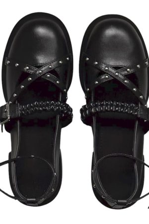 Casual Day Outfits, Easy Trendy Outfits Grunge Sleaze Studded Mary Janes