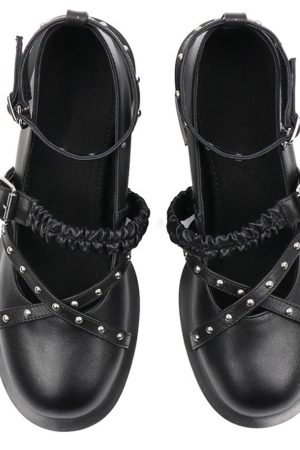 Casual Day Outfits, Easy Trendy Outfits Grunge Sleaze Studded Mary Janes