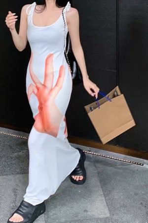 Casual Day Outfits, Easy Trendy Outfits Hand Print Baddie Aesthetic Dress