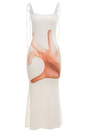 Casual Day Outfits, Easy Trendy Outfits Hand Print Baddie Aesthetic Dress