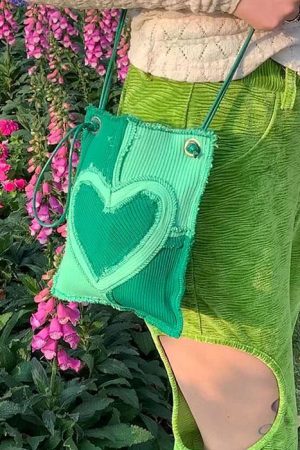 Casual Day Outfits, Easy Trendy Outfits Heart Patchwork Purse
