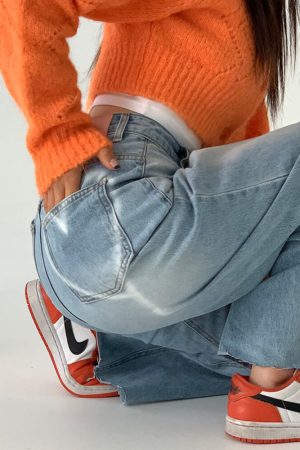 Casual Day Outfits, Easy Trendy Outfits Heart Print Pocket Wide Leg Jeans