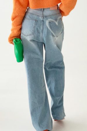 Casual Day Outfits, Easy Trendy Outfits Heart Print Pocket Wide Leg Jeans