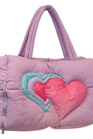 Casual Day Outfits, Easy Trendy Outfits Heart Puffer Handbag