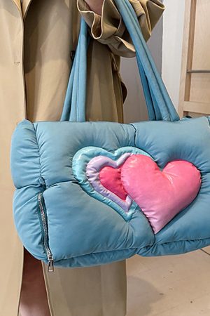 Casual Day Outfits, Easy Trendy Outfits Heart Puffer Handbag