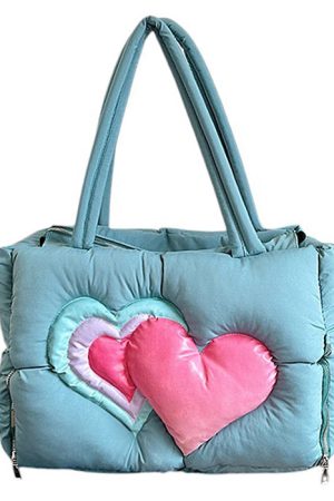 Casual Day Outfits, Easy Trendy Outfits Heart Puffer Handbag