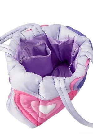 Casual Day Outfits, Easy Trendy Outfits Heart Puffer Shoulder Bag