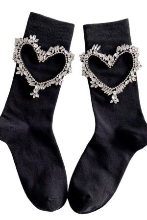 Casual Day Outfits, Easy Trendy Outfits Heart Rhinestone Socks