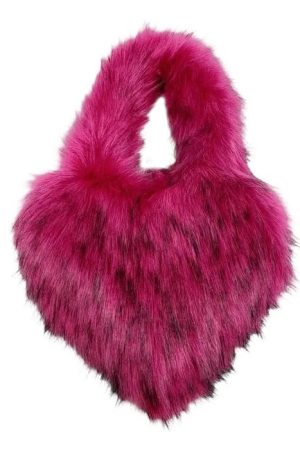 Casual Day Outfits, Easy Trendy Outfits Heart Shape Fuzzy Handbag