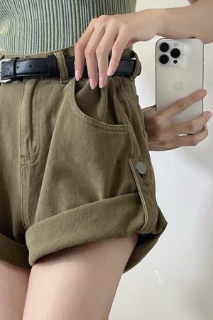 Casual Day Outfits, Easy Trendy Outfits High-Waisted Khaki Shorts