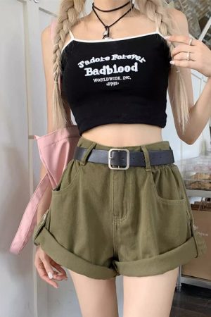 Casual Day Outfits, Easy Trendy Outfits High-Waisted Khaki Shorts